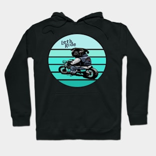 black pug motorcycle design Hoodie